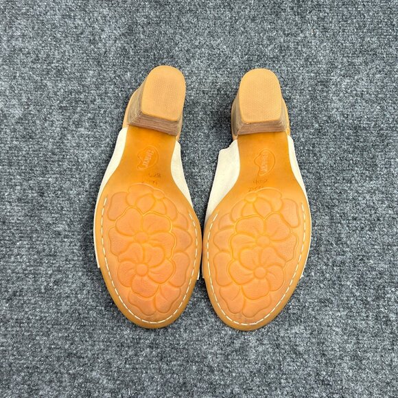 Born Heels Women's Size 8 Cream Suede Leather Slip On Heeled Mules Sandals - Picture 10 of 13